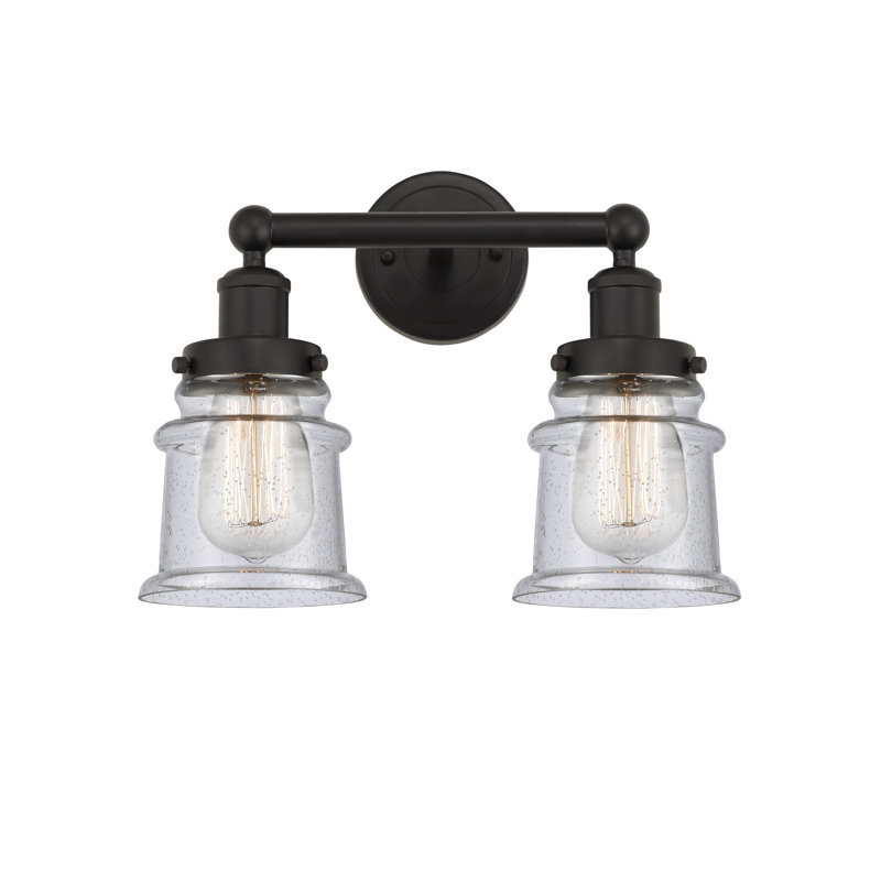 Petit meuble-lavabo pour salle de bain 2 lumières Cailen de la collection Edison, Granuleux, Bronze huilé