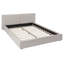 Cadre de lit plateforme grand tapissier, tête de lit moderne capitonnée à motif de biscuits, lin synthétique bicolore, beige