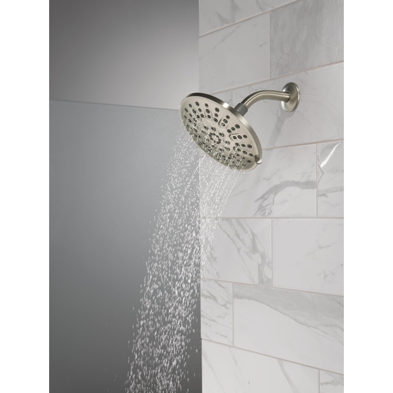 4-Spray Raincan Shower Head, Round High Pressure Shower Head 1.75 GPM, Spotshield Brushed Nickel