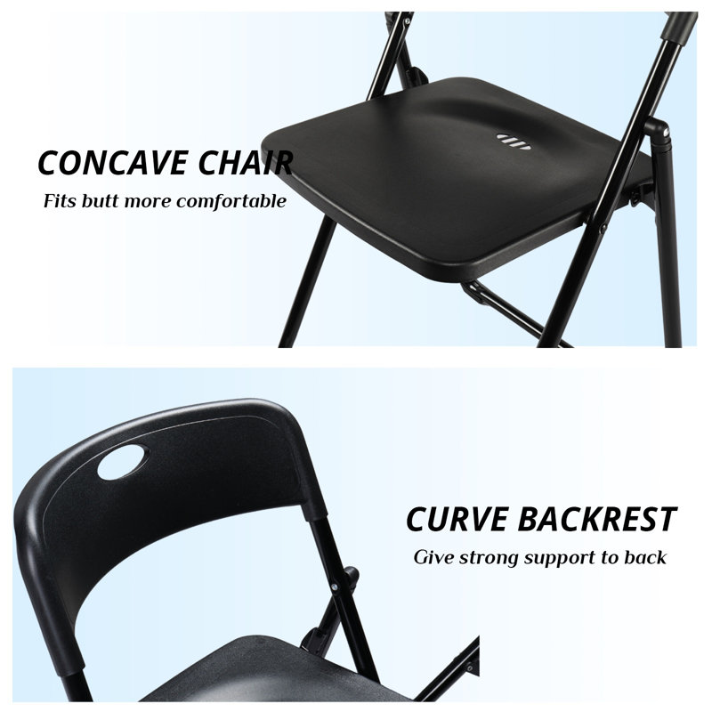 Chaises pliantes en plastique (ensemble de 4), Noir