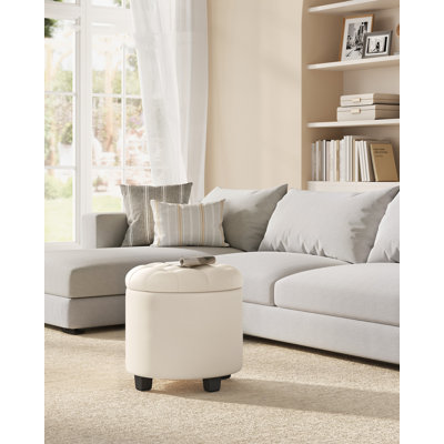 45cm Wide Tufted Solid Colour Footstool Ottoman