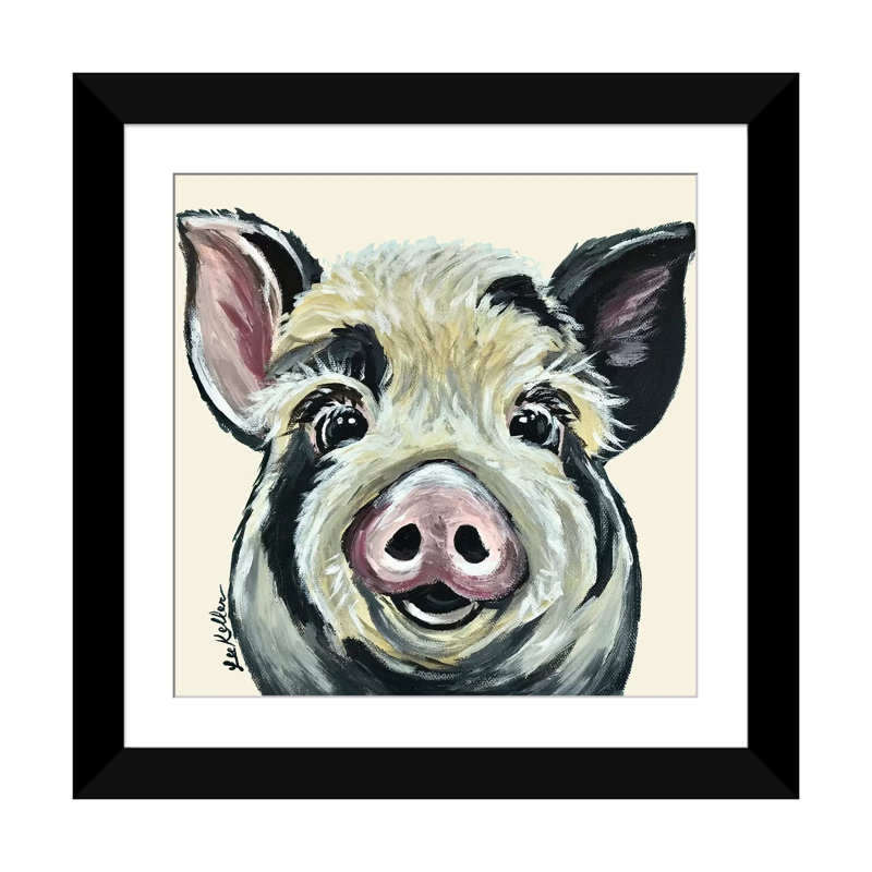 « sarge the porc on crème », reproduction d’impression sur toile, H 24 po x l 24 po x P 1 po, Papier d'art encadré noir