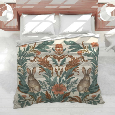 Rabbit Floral Illustration Comforter