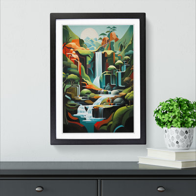 XYZ-FRM-V1223-6437 Waterfall Modern - Single Picture Frame Print on Wood