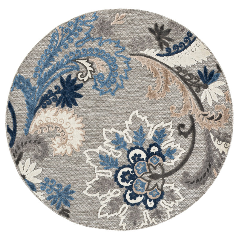 Tapis à motif floral Benning, Rond 5 pi 3 po