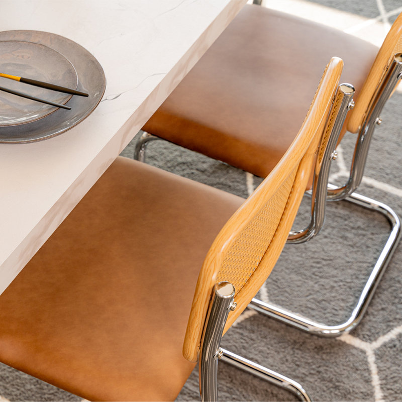 Pu Dining Chair 2pcs Brown