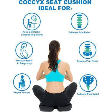 Sleepavo Memory Foam Seat Cushion for Office Chair Butt Pillow for Sciatica,  Coccyx, Back, Tailbone & Lower Back Pain Relief 