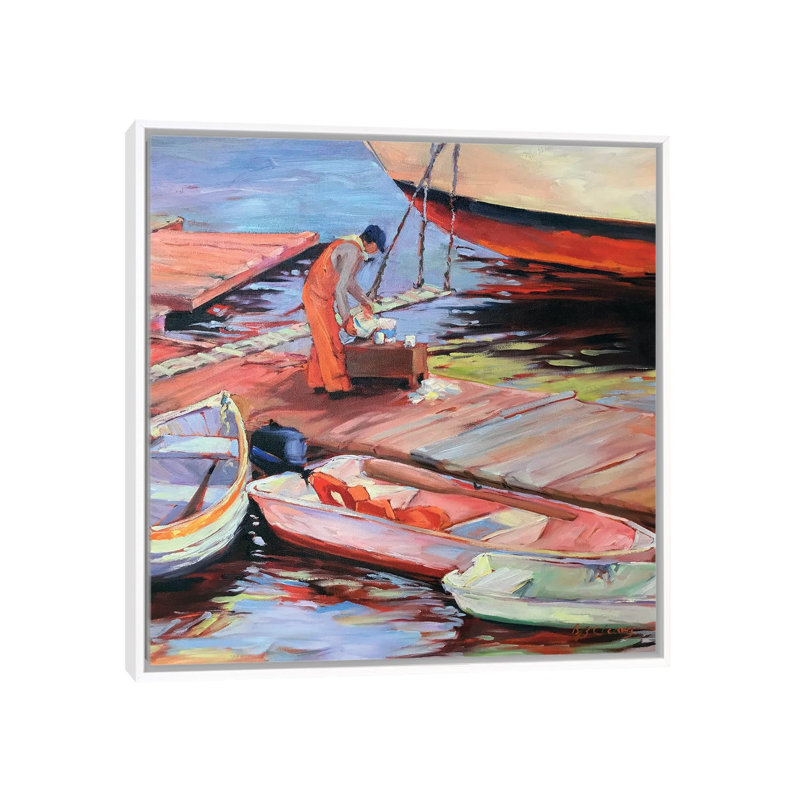 Fishing Maine, 93.98 cm H x 93.98 cm W x 4.445 cm D, White