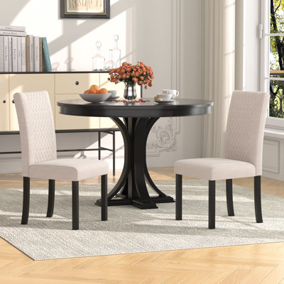 Ensemble de 2 chaises de salle à manger, chaises de cuisine rembourrées avec pieds en bois massif et dossier en losange, chaises d'appoint capitonnées, chaise de bureau confortable pour la salle à manger, la cuisine, le café