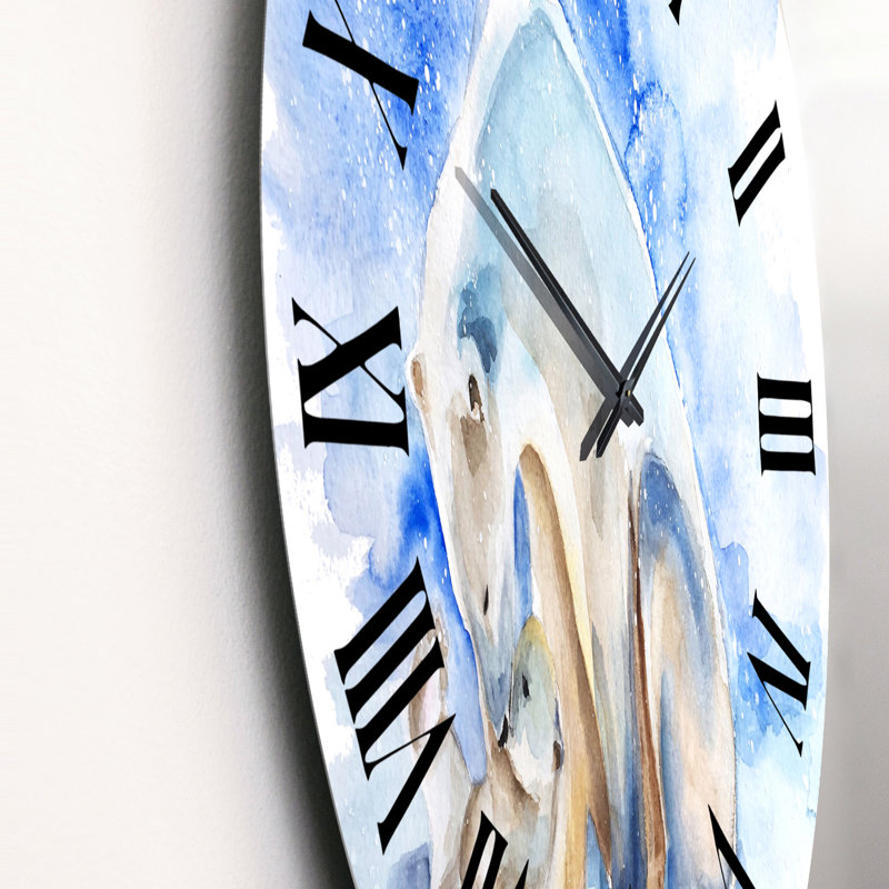 Horloge murale traditionnelle ours polaire avec un ourson, Moyen