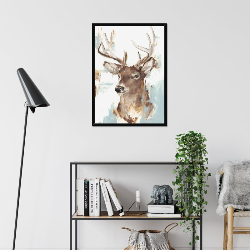 Bacote Modern Deer Mount II by Ethan Harper - Painting, Black Framed Paper Print, 50cm H x 34cm W