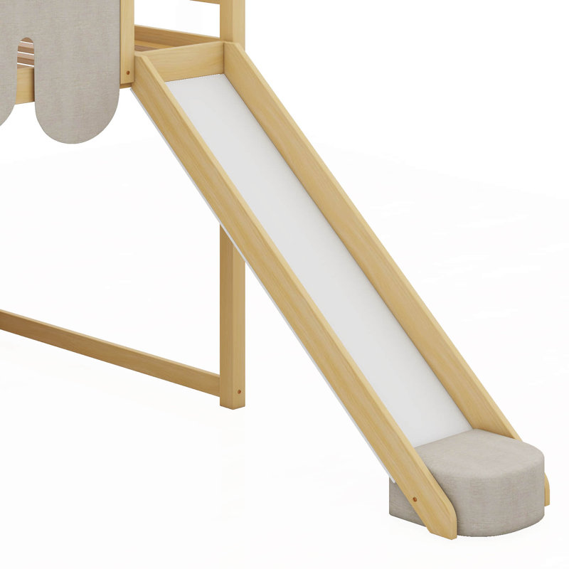 Structure de lit avec tente Armelia, Naturel / Beige, Lit simple
