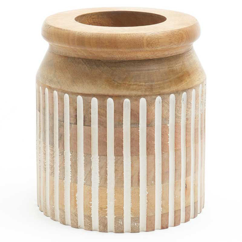  Vase en bois | Décoration artisanale artisanale | Bois naturel élégant | 8,3 x 9 po, H 9 po x l 8,25 po x P 8,25 po