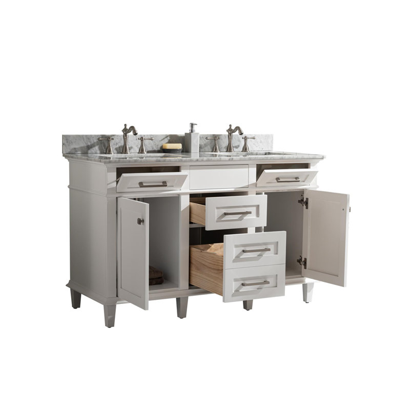 Ensemble de meuble-lavabo double 54 po Fredy, Blanc