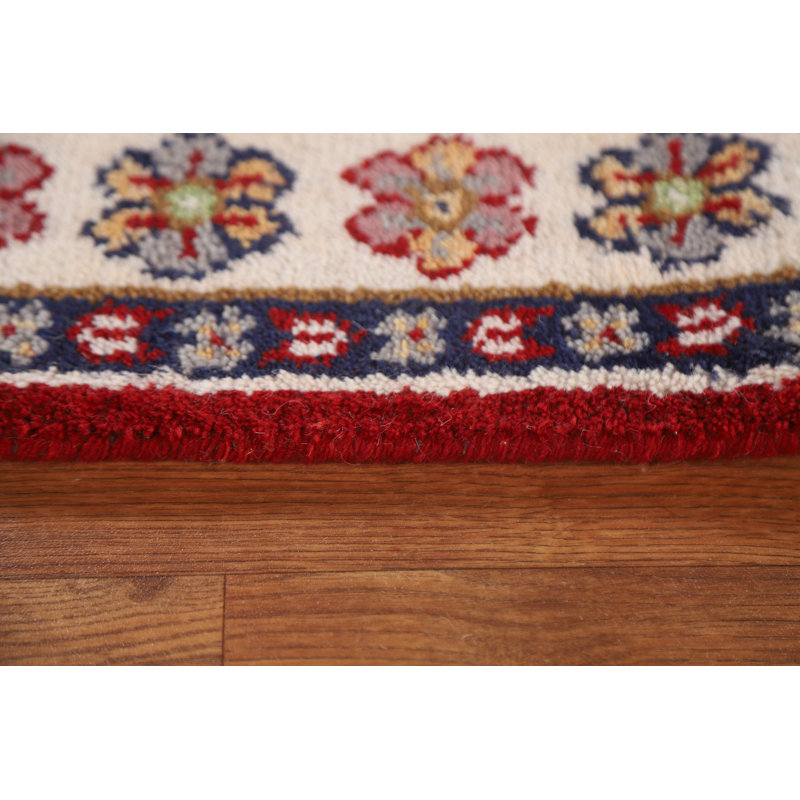Tapis géométrique Kazak rouge noué à la main