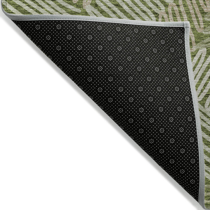 Tapis extérieur lavable floral 8 pi x 10 pi vert olive brun et ivoire