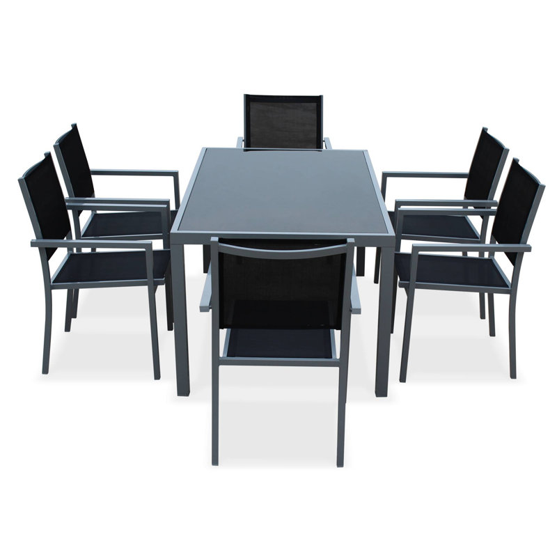 Ogden 6 Seater Dining Set, Black/grey