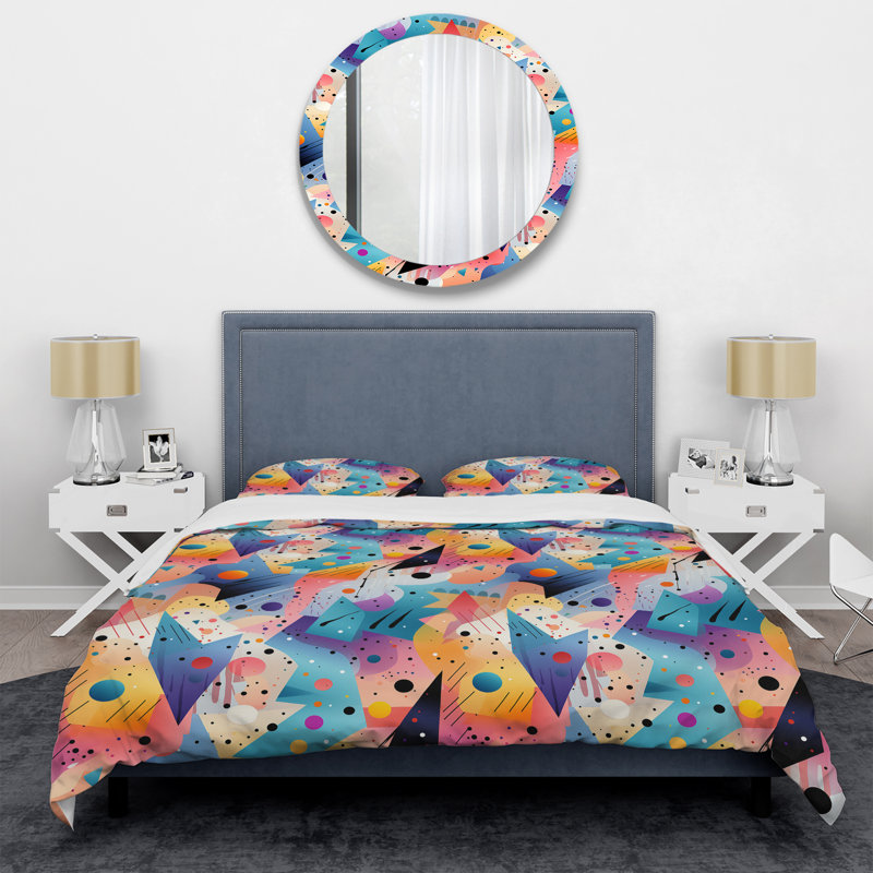 Ensemble de housse de couette multicolore Funky Cool, Housse de couette pour très grand lit et 2 très