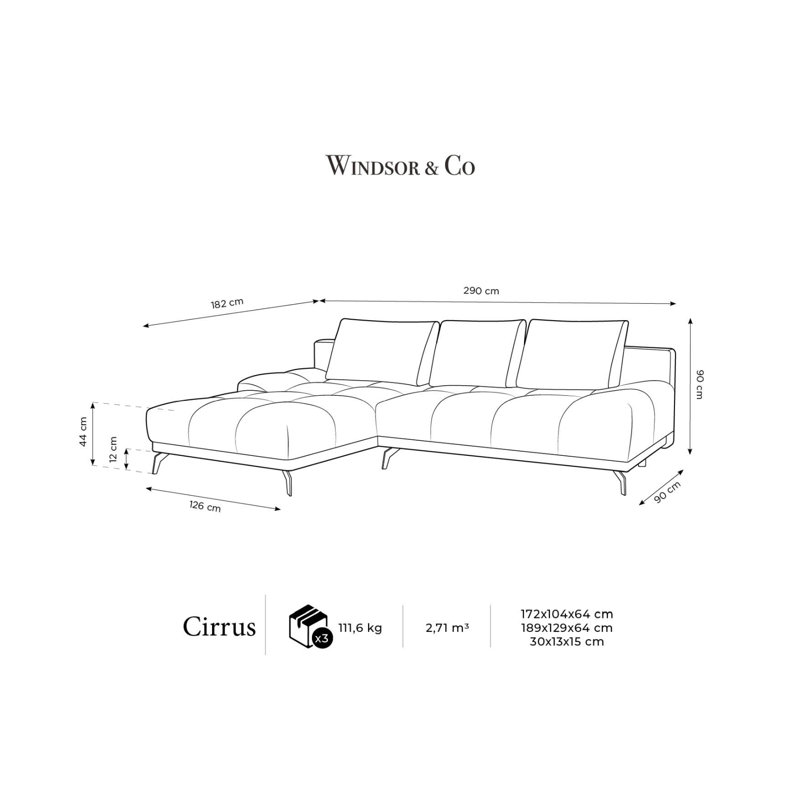 Cuthrell 5 Seater Sofa Bed, Left Hand Facing, Brown