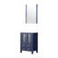 Meuble-lavabo bleu marine 24 po Largeur, profondeur de 18,25 po, plateau en céramique blanche, miroir de 22 po, dispositif de fermeture en douceur, armoire et tiroirs pour la finition de rangement l x P avec fonction de fermeture incluse, amplement long