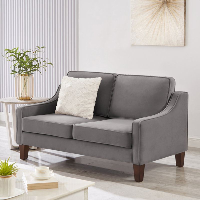Canapé en velours avec coussins à ressorts et housses amovibles, Dark Gray Velvet