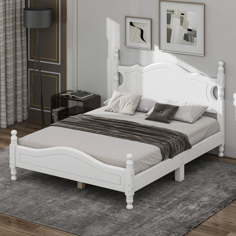 Lit plateforme de style rétro, White, Full