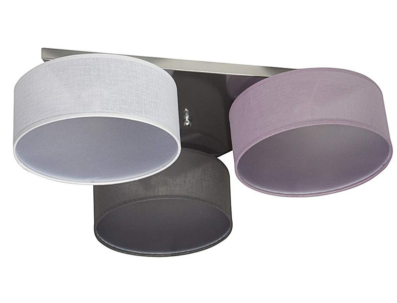 Pulley Fabric Semi Flush Mount, White/Purple/Anthracite