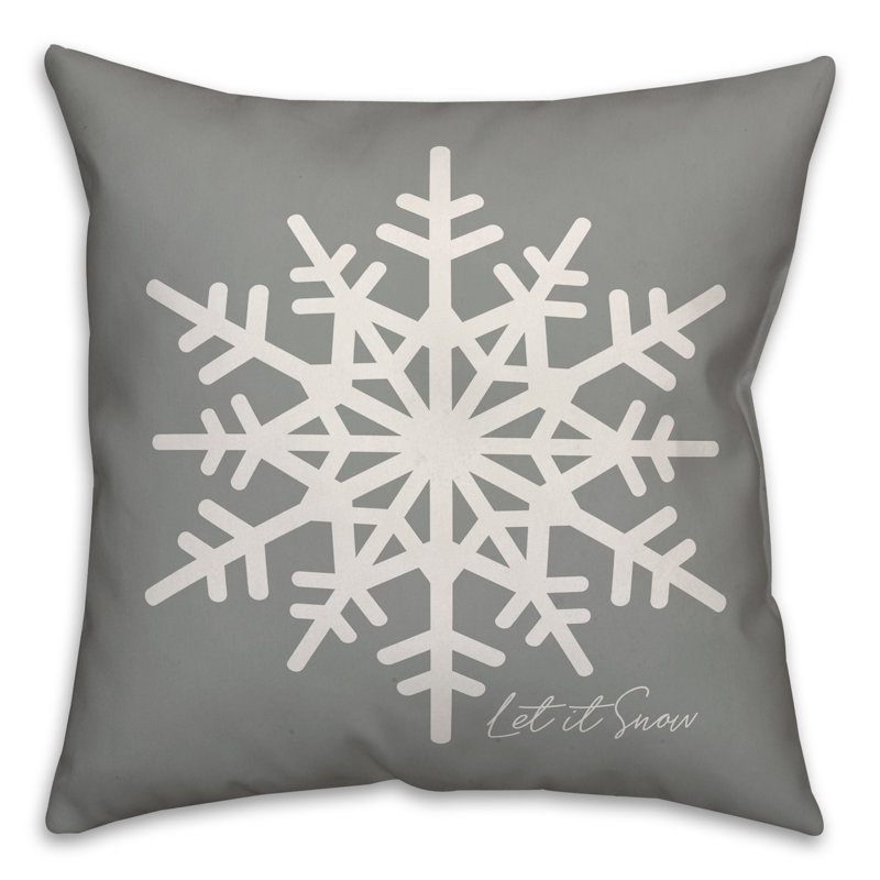  Housse de coussin Let It Snow, 18 po x 18 po, Gris, Polyester/ Bourre en polyester
