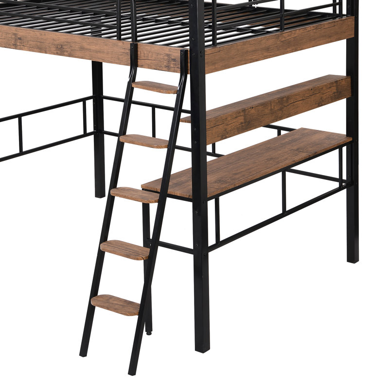 Lit mezzanine en métal avec bureau intégré