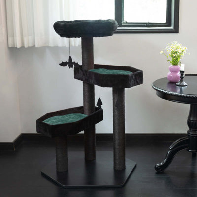 40.9" Gothic Cat Tree With Coffin Bed, With Soft Cushion, Halloween Spooky Cat Condo With Sisal Scratching Posts