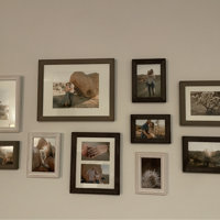 10 Piece Rayburn Gallery Picture Frame Set Three Posts Color: White Wash/Charcoal Gray/Rustic Gray