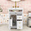 Meuble-lavabo compact compact avec lavabo en céramique lisse, charnières à fermeture en douceur et grand espace de rangement-121607018