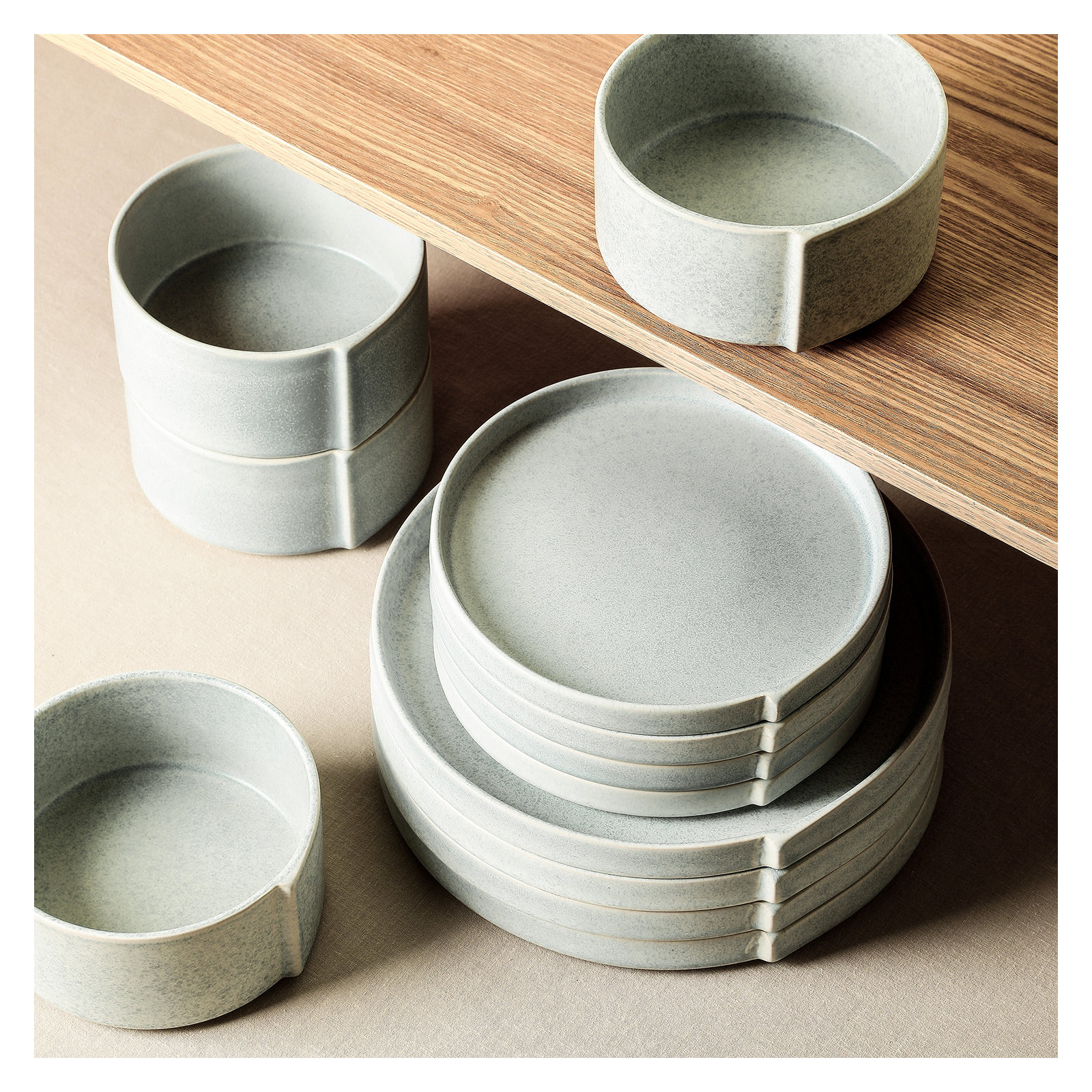 Stone Lain Bao 24-Piece Dinnerware Set Stoneware, Blue/Grey