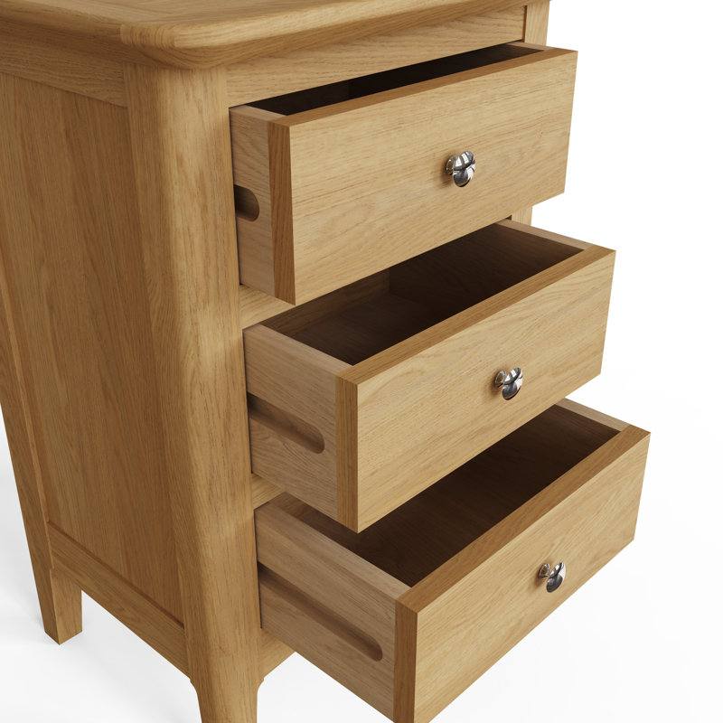 Hudson 42cm W Solid + Manufactured Wood Bedside Table, Oak