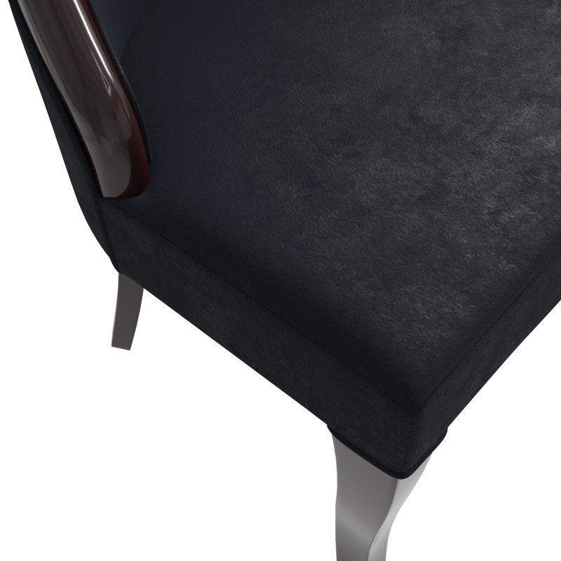 Miramar Upholstered Dining Chair With Rubberwood Legs And High-Back Design, 1, Velvet Black