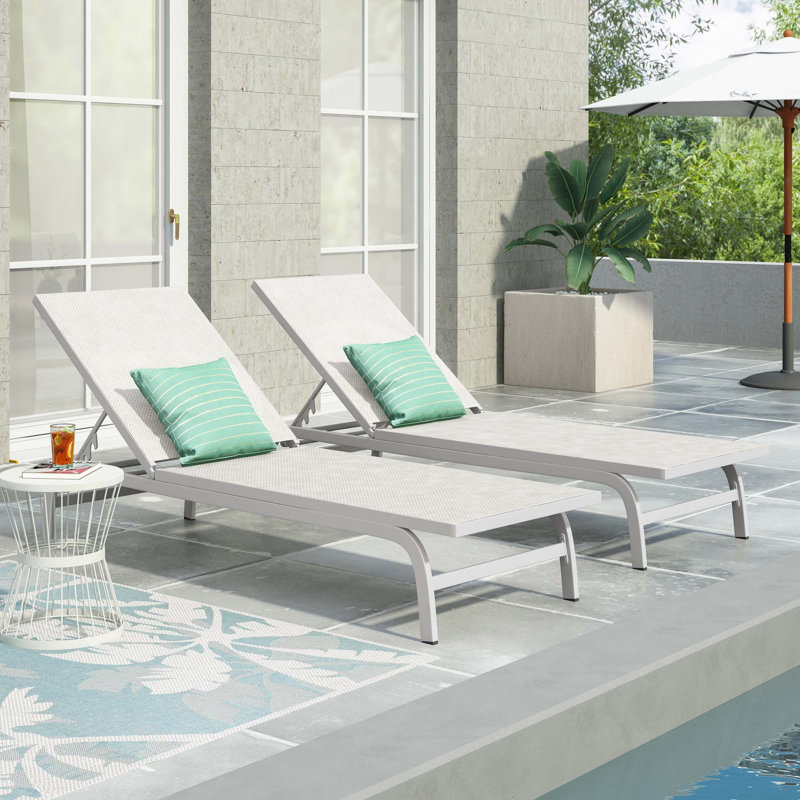 Chaise longue d'extérieur, Blanc, Blanc