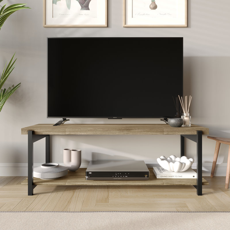 Console de meuble télé en métal, Chêne brun