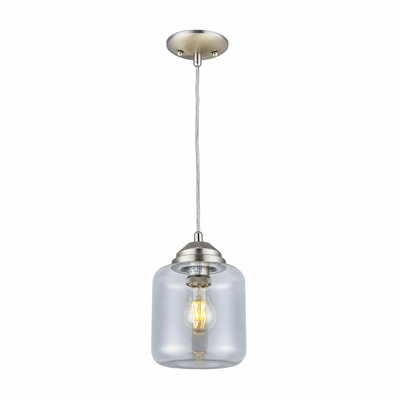 Luminaire suspendu pot 1 lumière au fini nickel brossé