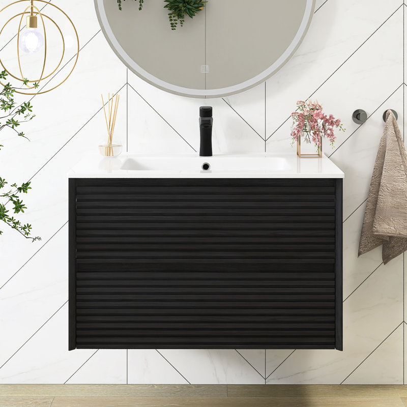 Meuble-lavabo mural 30 po avec lavabo en céramique