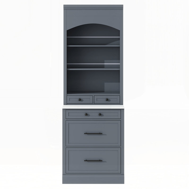 Grand bahut autoportant avec plateau en faux marbre, Gris