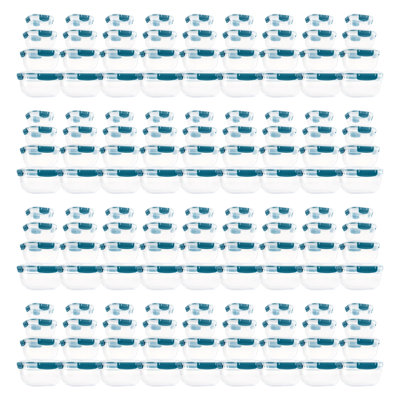  Contenant alimentaire en plastique hermétique, ensemble de 4 bols transparents scellés avec couvercles, sans BPA, rectangulaire, bleu, paquet de 36