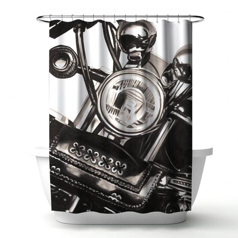 Shower Curtain TR56 – Polyester Shower Curtain, Dye Sublimation Print, 71" W × 74" L, White/Black/Brown