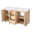 Ensemble de meuble-lavabo à double cuve moderne naturel 59,1 po avec lavabos en résine Ovia, rangement à fermeture en douceur, tablettes réglables, conception à dossier ouvert