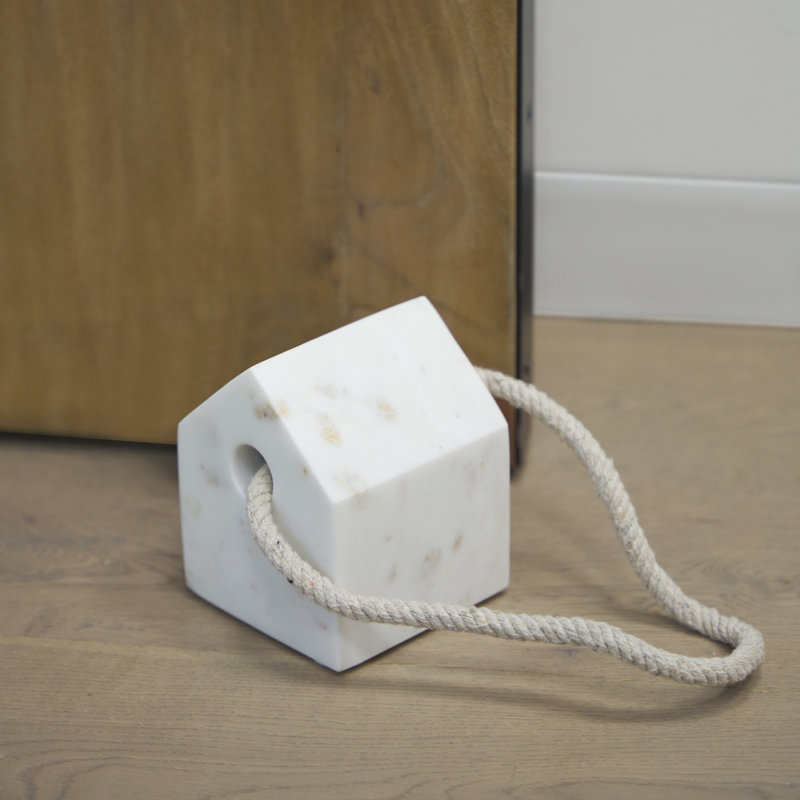 Butée de porte en marbre Aadrith, butée de sol lestée, Blanc