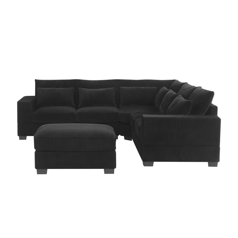 Canapé modulaire Laguna, Velours côtelé noir