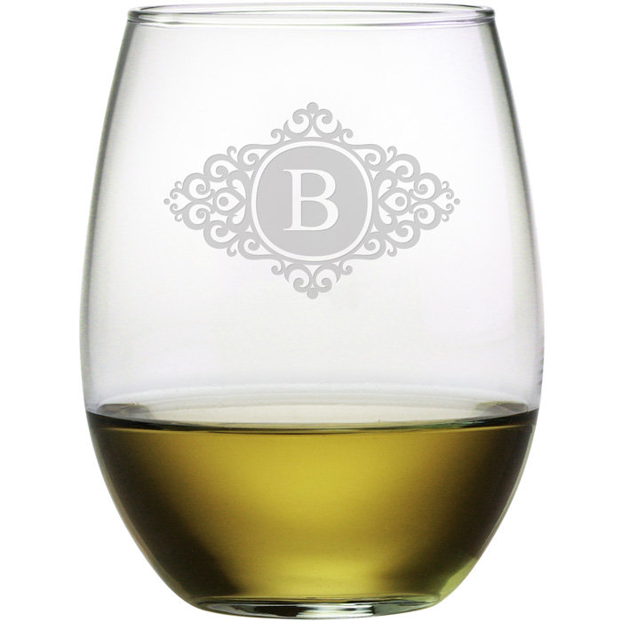 Verre à vin sans pied 21 oz personnalisable scroll, Oui