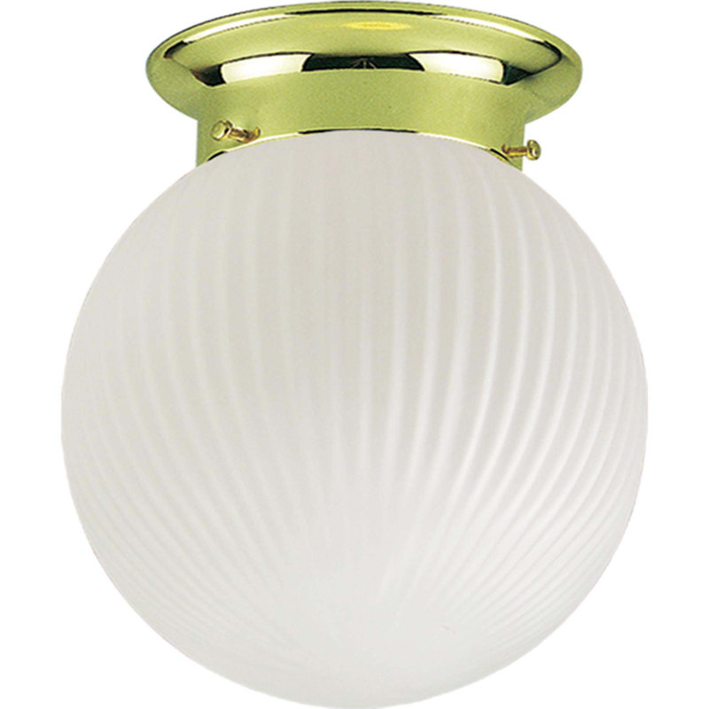 Plafonnier encastré rond en laiton poli l 1 po avec verre givré nervuré 1 lumière Attar, Laiton poli