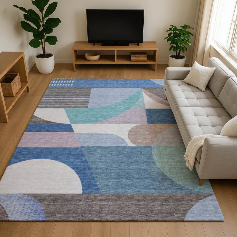 Premium Machine Washable Slesnick AMF1667 Mid Century Rug, Rectangle 10' x 14'
