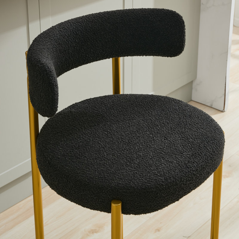 Chaise de salle à manger rembourrée Modern, 4, Doré, Noir