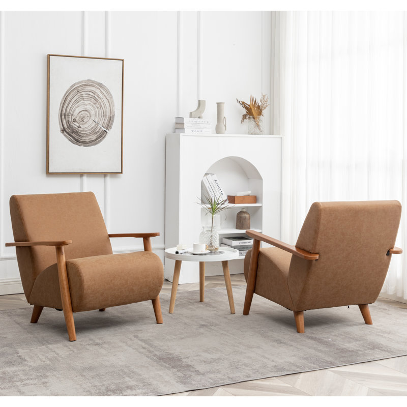 Andablo Upholstered Armchair (Set Of 2), Brown Polyester